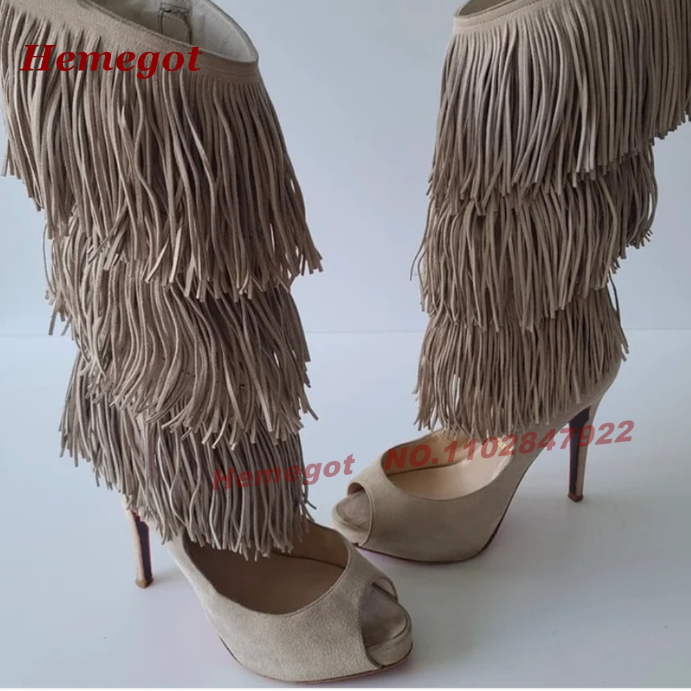 Knee High Boots Women - Sandal Boots Hak Tinggi Model Peep-Toe