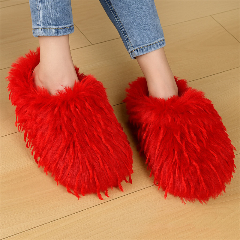 Women'S Shoes Clogs - Sandal wanita musim dingin, berbulu lembut,