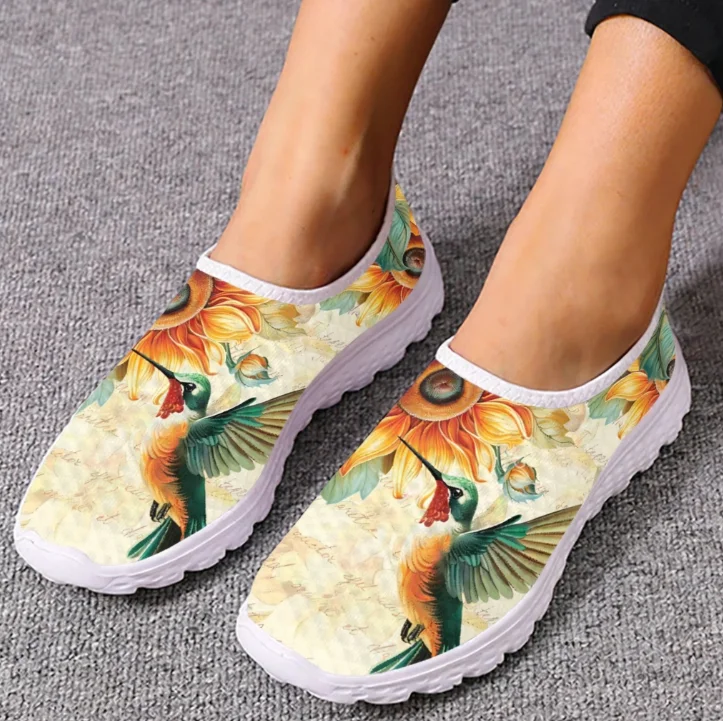 Women Shoes Tennis - Sepatu Loafer Motif Bunga Matahari dan