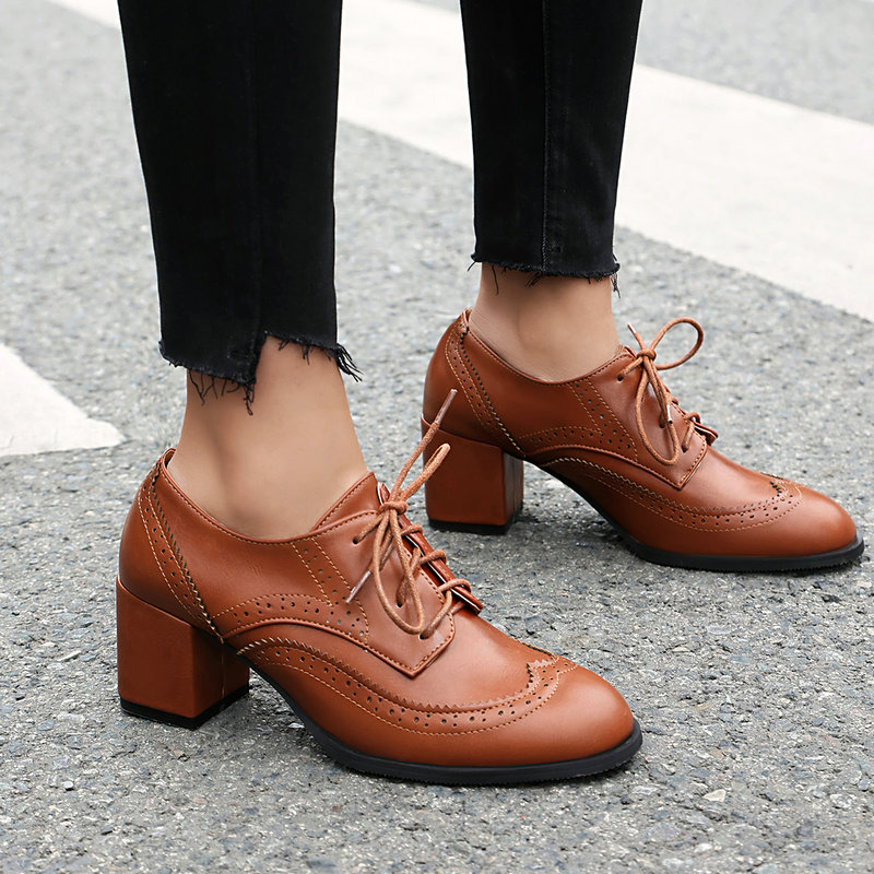 Oxford Lace Up Women - Ukuran Besar 36-48 Warna Coklat Hitam