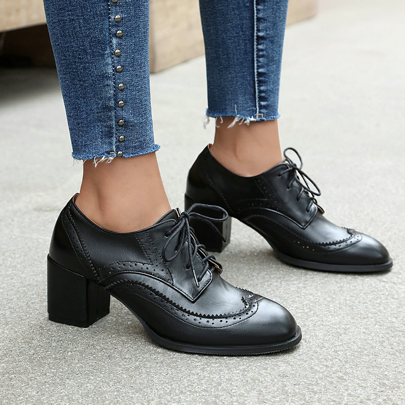 Ukuran Besar 36-48 Warna Cokla - Oxford Lace Up Women ulasan dan harga